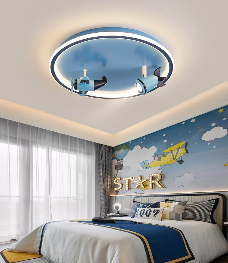 Plafonnier LED en acrylique bleu à 1 lumière, plafonnier arrondi créatif pour chambre d'enfant