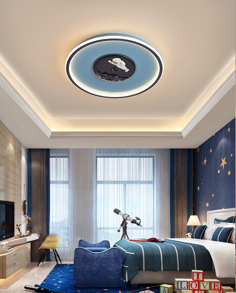 Plafonnier LED en acrylique bleu à 1 lumière, plafonnier arrondi créatif pour chambre d'enfant