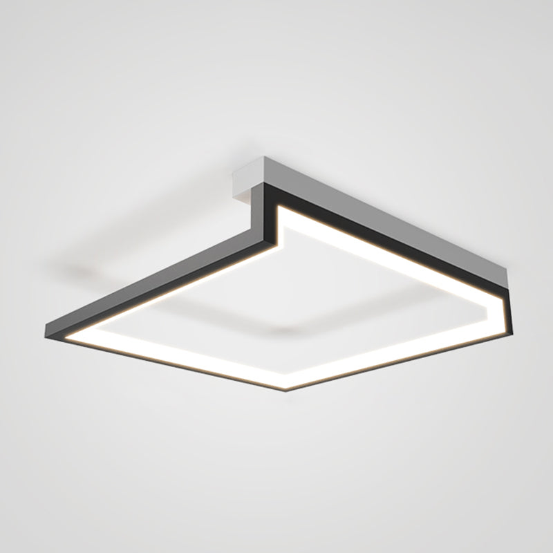 Black Minimalism LED Ceiling Square Light Square Cube Flush Mount Lamp for Bedroom