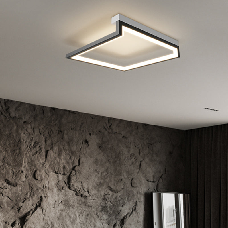 Black Minimalism LED Ceiling Square Light Square Cube Flush Mount Lamp for Bedroom