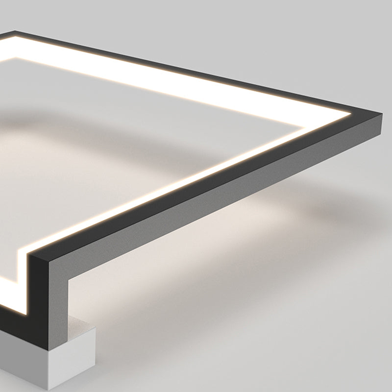 Black Minimalism LED Ceiling Square Light Square Cube Flush Mount Lamp for Bedroom