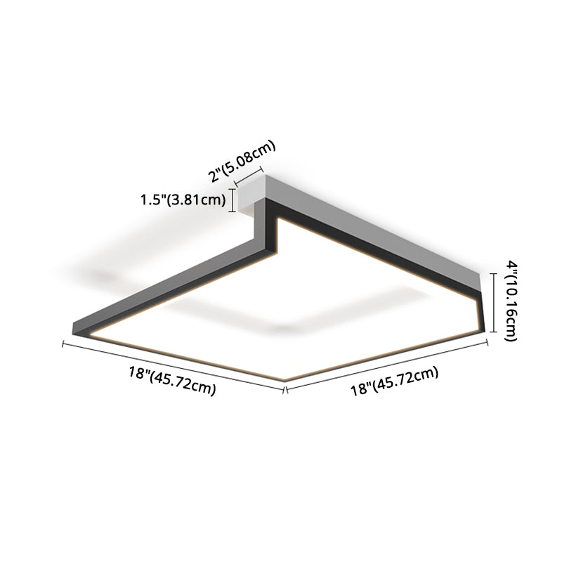 Black Minimalism LED Ceiling Square Light Square Cube Flush Mount Lamp for Bedroom