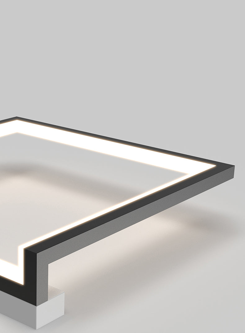 Black Minimalism LED Ceiling Square Light Square Cube Flush Mount Lamp for Bedroom