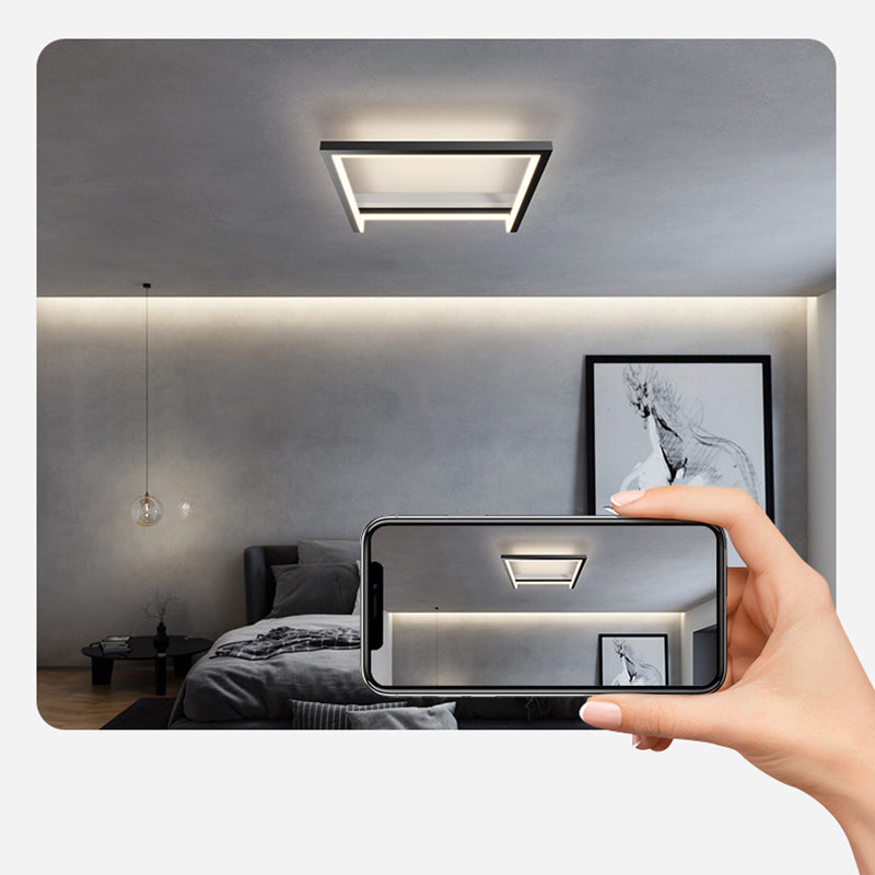 Black Minimalism LED Ceiling Square Light Square Cube Flush Mount Lamp for Bedroom