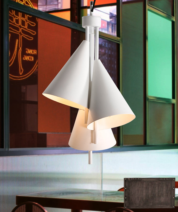 Macaron Style Chandelier Pendant Light Conical Hanging Light with Metal Shade for Restaurant