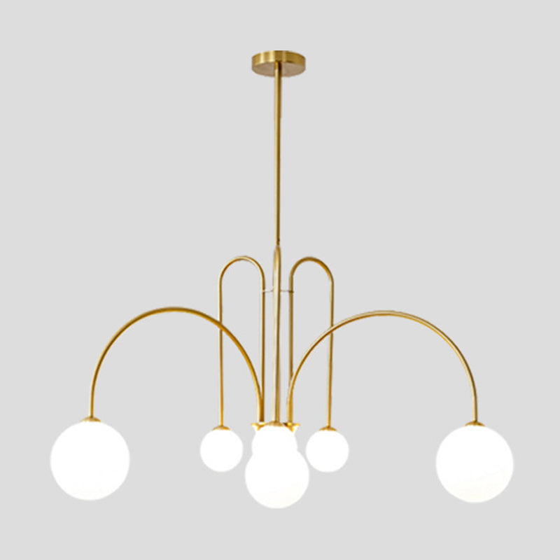 Modern Simplicity Round Ceiling Chandelier Milk Glass Hanging Light for Living Room