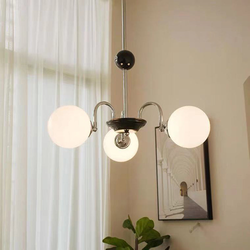 Modern Simplicity Round Ceiling Chandelier Milk Glass Hanging Light for Living Room