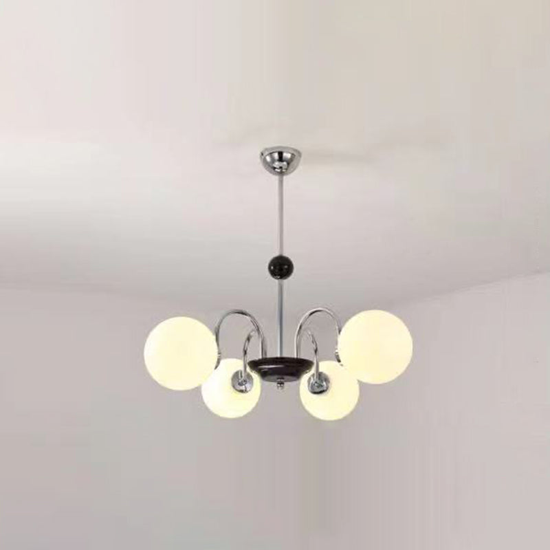 Modern Simplicity Round Ceiling Chandelier Milk Glass Hanging Light for Living Room