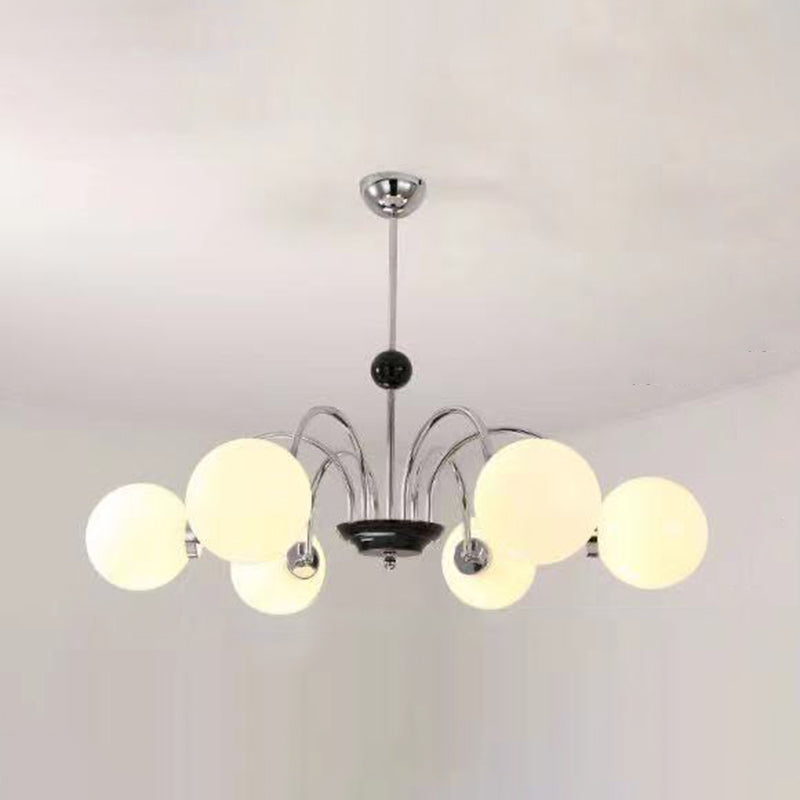 Modern Simplicity Round Ceiling Chandelier Milk Glass Hanging Light for Living Room
