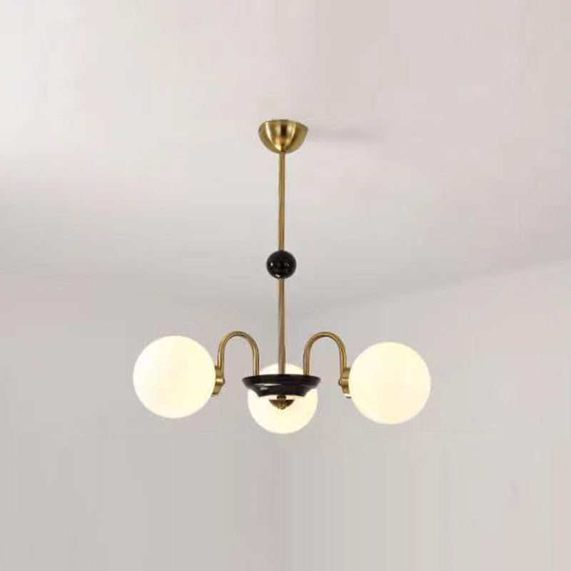 Modern Simplicity Round Ceiling Chandelier Milk Glass Hanging Light for Living Room