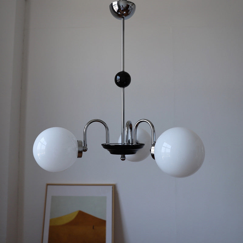 Modern Simplicity Round Ceiling Chandelier Milk Glass Hanging Light for Living Room