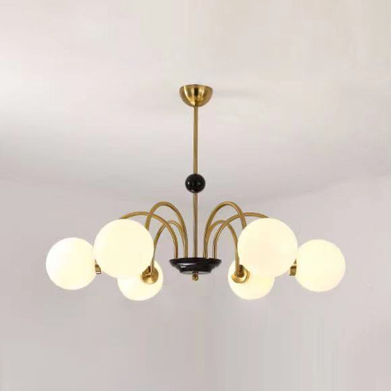 Modern Simplicity Round Ceiling Chandelier Milk Glass Hanging Light for Living Room