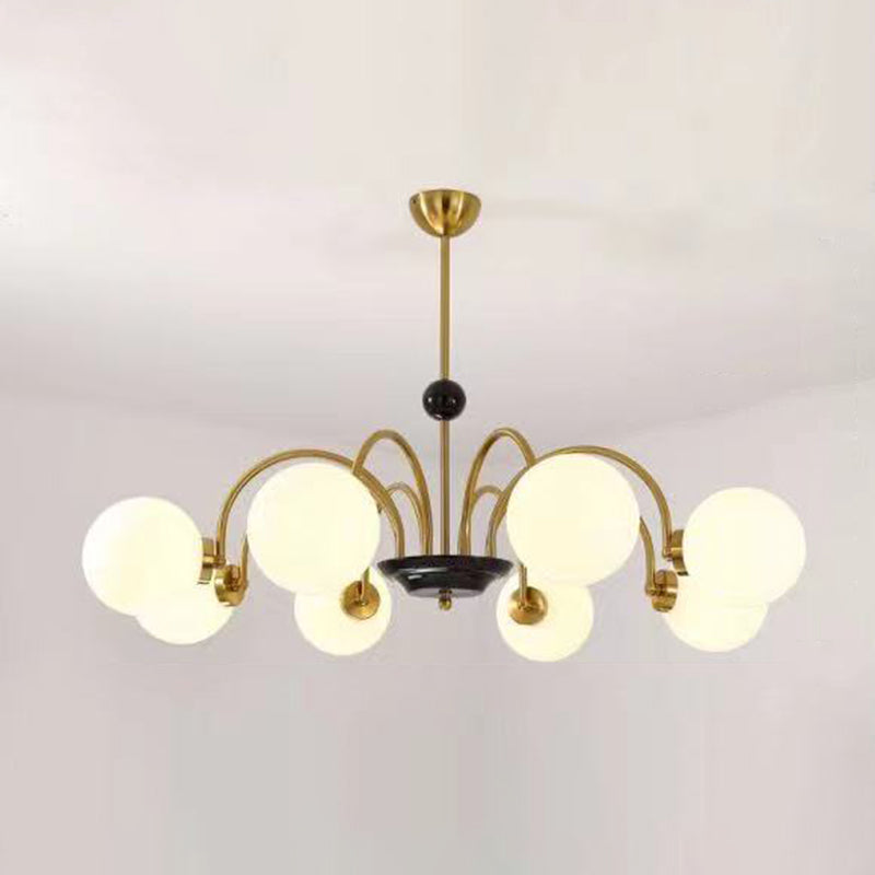 Modern Simplicity Round Ceiling Chandelier Milk Glass Hanging Light for Living Room