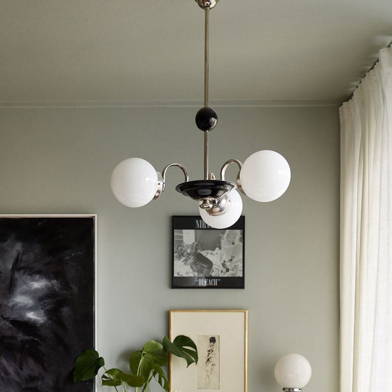 Modern Simplicity Round Ceiling Chandelier Milk Glass Hanging Light for Living Room