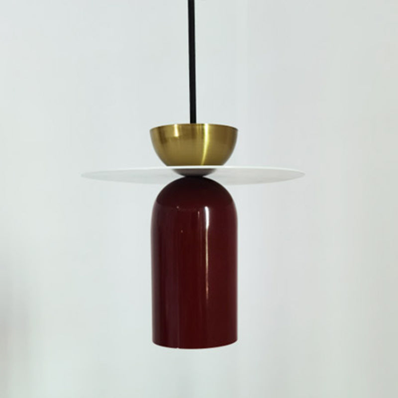 Zylindrische kleine Anhängerlampe postmoderne Metall 1 Kopf Esszimmer Deckenleuchte