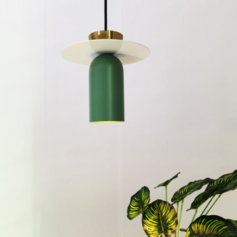 Zylindrische kleine Anhängerlampe postmoderne Metall 1 Kopf Esszimmer Deckenleuchte