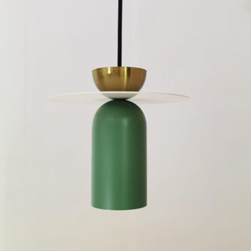 Zylindrische kleine Anhängerlampe postmoderne Metall 1 Kopf Esszimmer Deckenleuchte