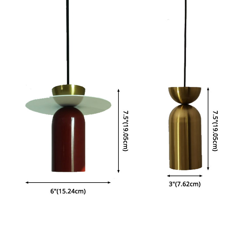Zylindrische kleine Anhängerlampe postmoderne Metall 1 Kopf Esszimmer Deckenleuchte