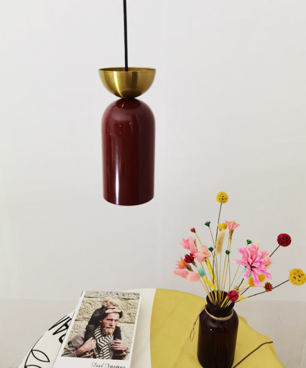 Zylindrische kleine Anhängerlampe postmoderne Metall 1 Kopf Esszimmer Deckenleuchte