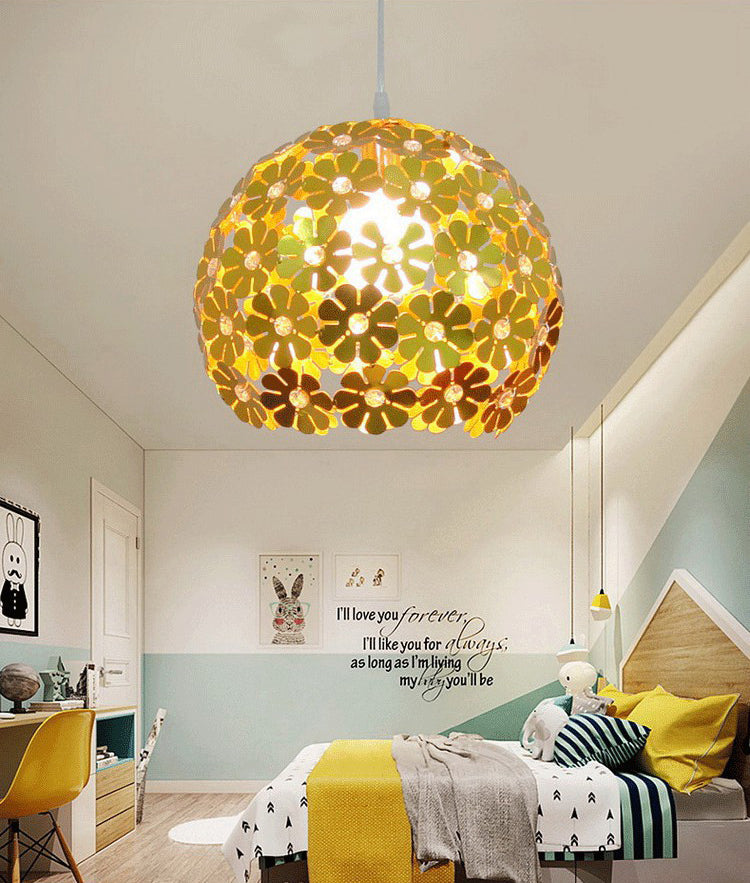 Lámpara colgante de globo dorado iluminación colgante de aluminio posmoderna para restaurante