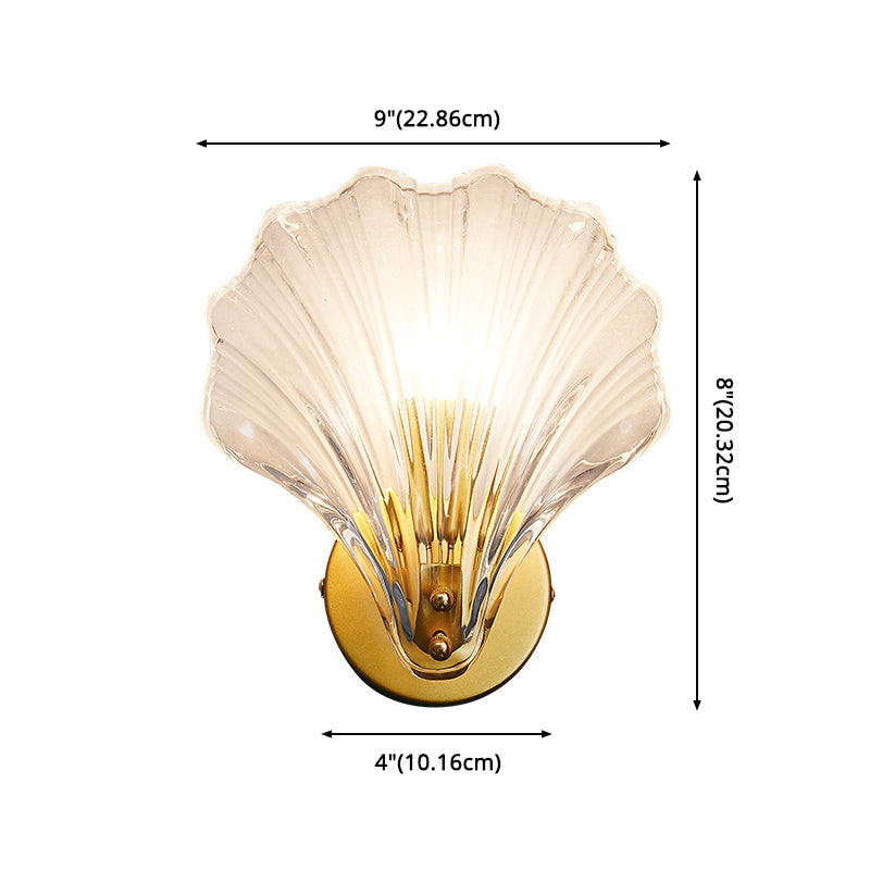 Shell Shaped Wall Sconce Lighting Modern-Style Glass Bedroom Sconce Light Fixture in Clear
