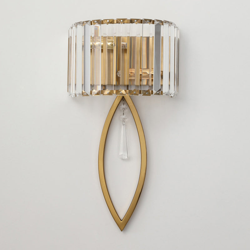 Gold 2-Light Wall Lamp in Modern Luxury Style Titanium Wall Sconce with Crystal Shade