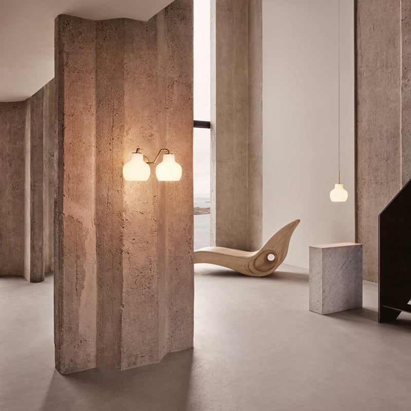 Armed Bedroom Wall Lighting Fixture Glass Contemporary Sconce Light Fixture in White