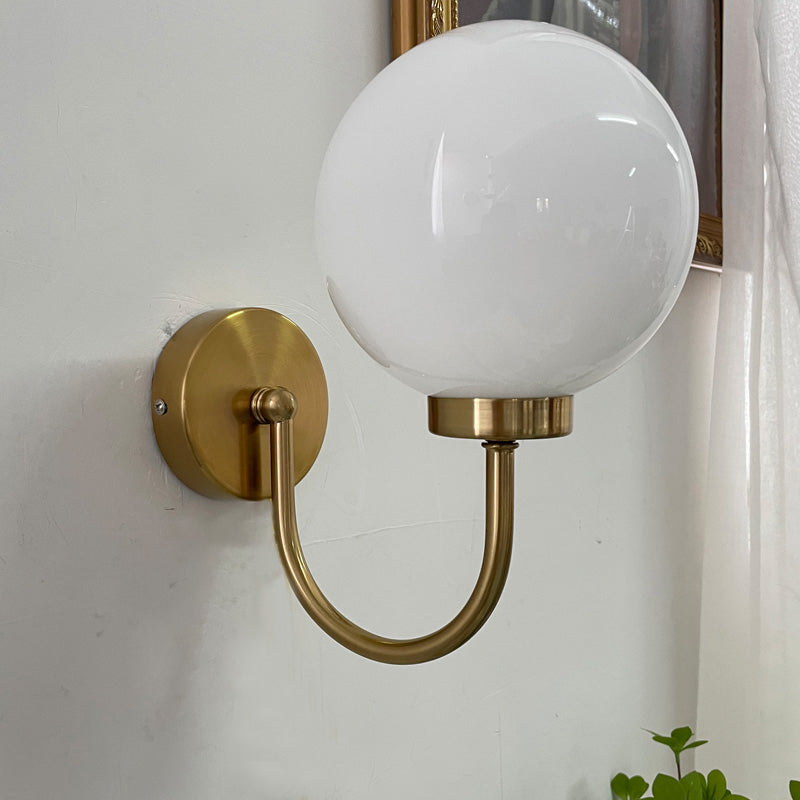 Glass Spherical Wall Lighting Fixture Contemporary Style Wall Mounted Light Fixture