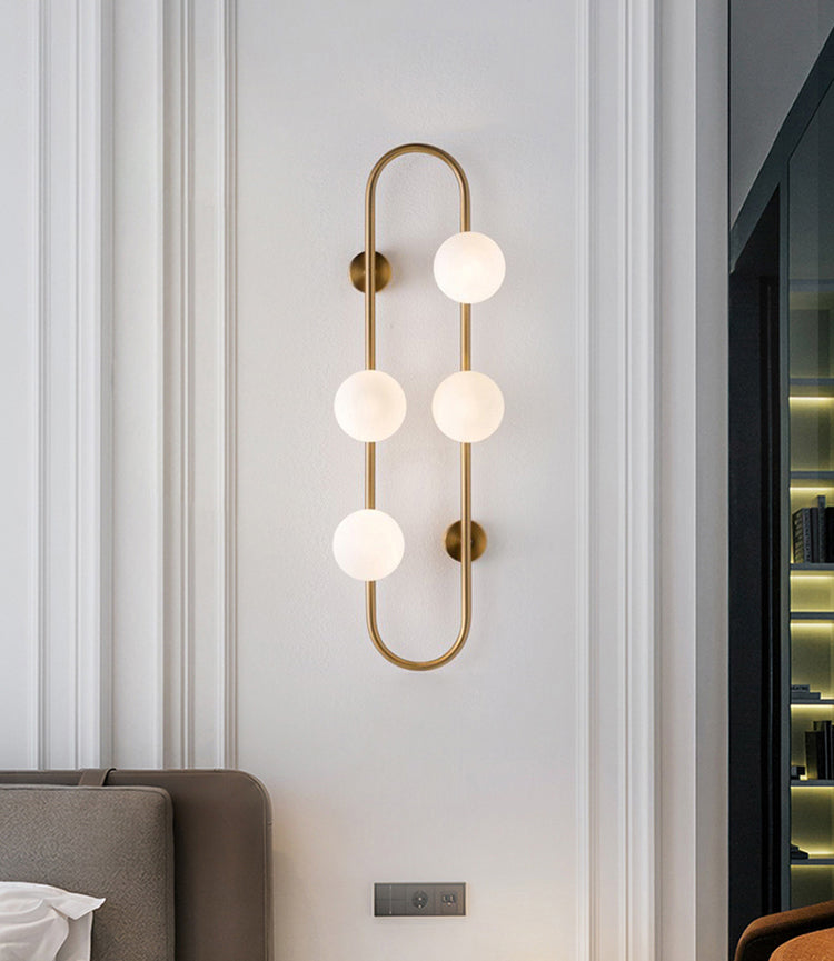 Contemporary Style Balls Sconce Light Fixture Glass Living Room Wall Light Fixture