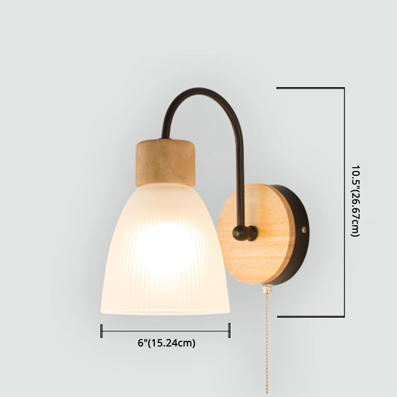 Cone Wall Sconce Lighting Minimalist Style Wood Bedroom Sconce Light Fixture in Black