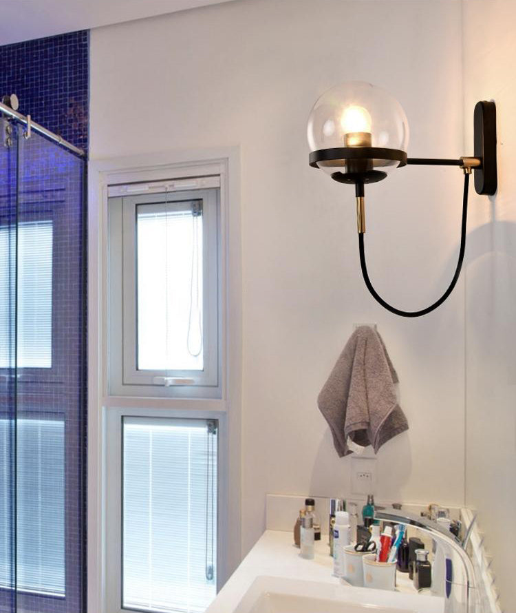 Spherical Wall Lighting Fixture Minimalist Style Glass Bedroom Wall Mount Light Fixture