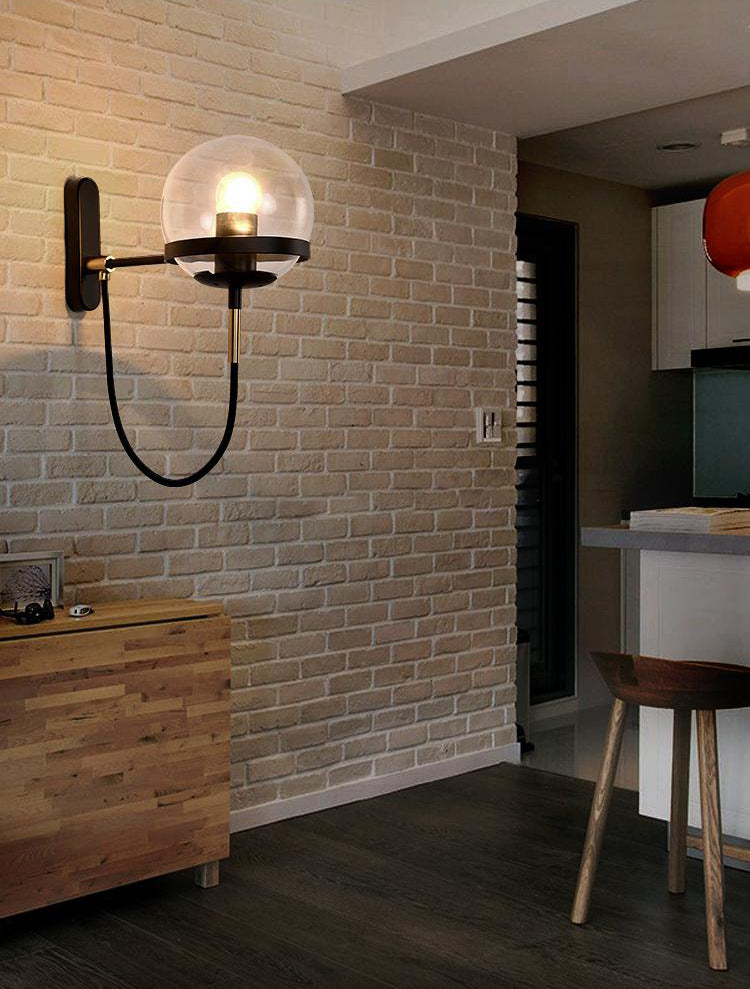 Spherical Wall Lighting Fixture Minimalist Style Glass Bedroom Wall Mount Light Fixture