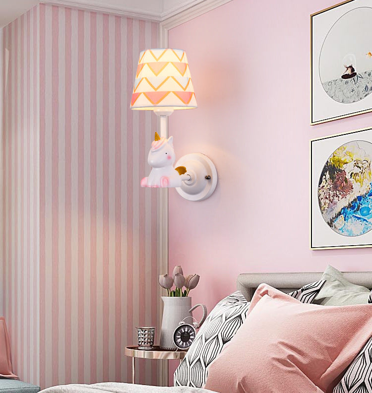 Dieren muur sconce verlichting nuchte st in stoffen stoffen stoffen kinderen slaapkamer muurverlichting armatuur