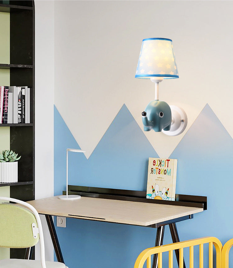 Dieren muur sconce verlichting nuchte st in stoffen stoffen stoffen kinderen slaapkamer muurverlichting armatuur