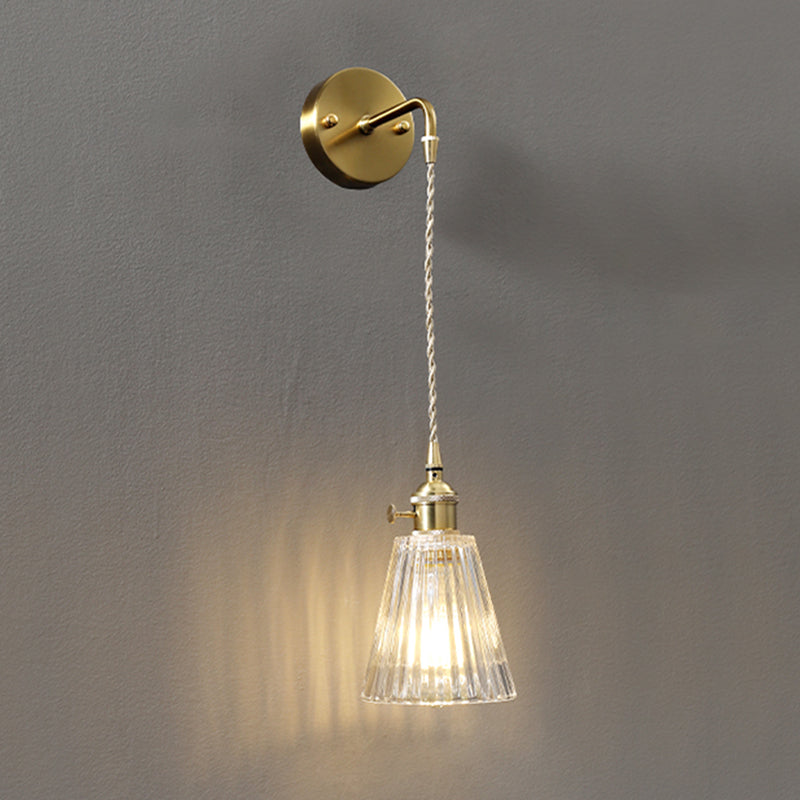 Accesorio de luz montado en la pared de vidrio sombreado estilo minimalista de iluminación de pared transparente