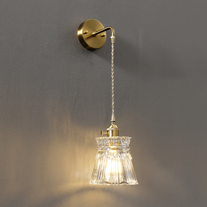 Accesorio de luz montado en la pared de vidrio sombreado estilo minimalista de iluminación de pared transparente