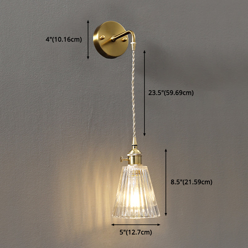 Accesorio de luz montado en la pared de vidrio sombreado estilo minimalista de iluminación de pared transparente