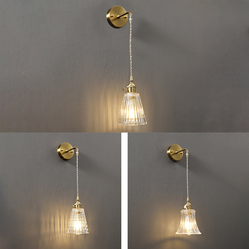 Lampada montata in vetro ombreggiato Montato in stile Minimalist Stile trasparente illuminazione a parete trasparente