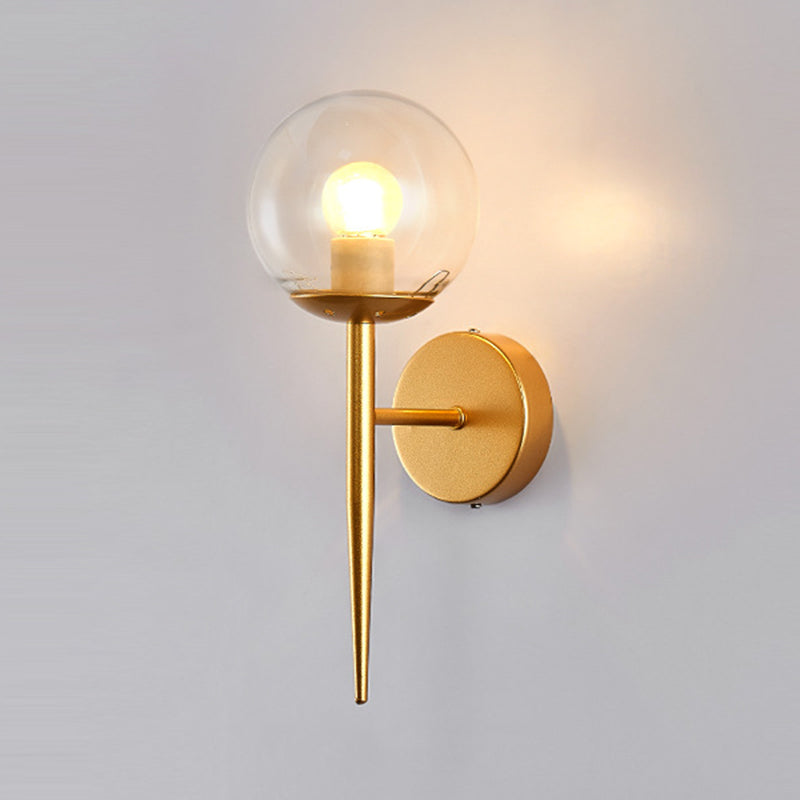 1-leichte Globus Wandleuchte in moderner Luxusstil Schmiedeeisen-Wandlampe mit Glasschatten