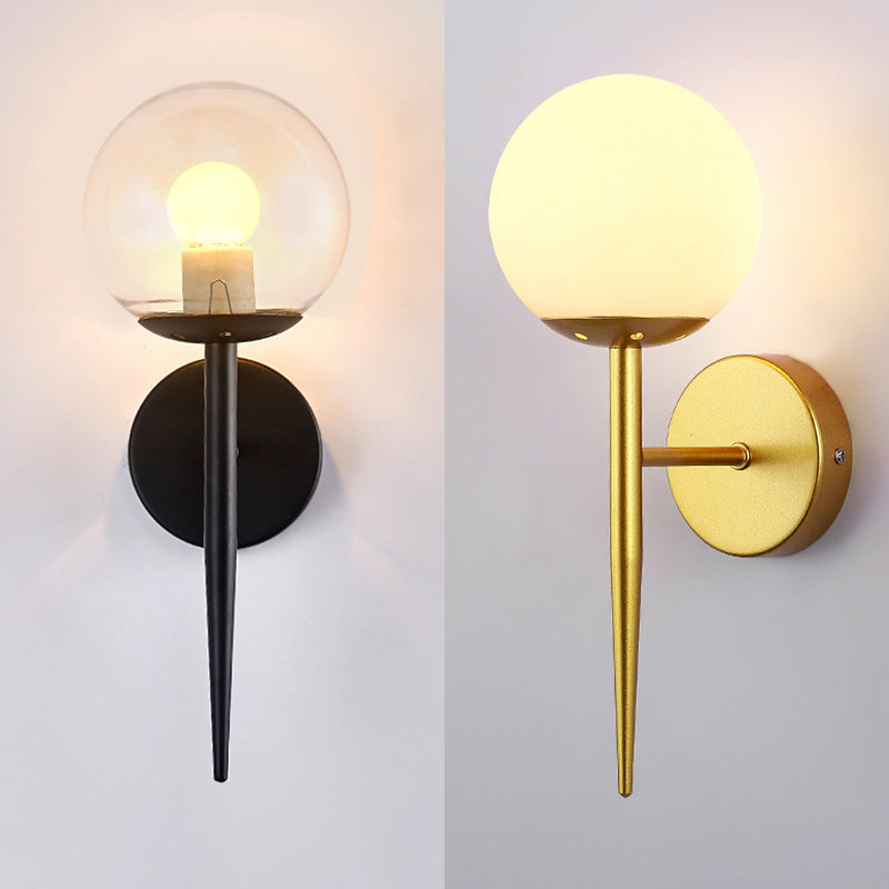 1-leichte Globus Wandleuchte in moderner Luxusstil Schmiedeeisen-Wandlampe mit Glasschatten