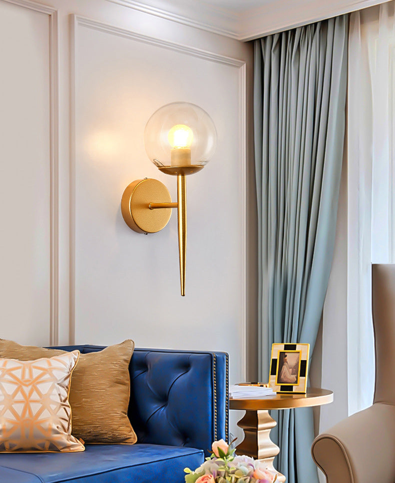 1-leichte Globus Wandleuchte in moderner Luxusstil Schmiedeeisen-Wandlampe mit Glasschatten