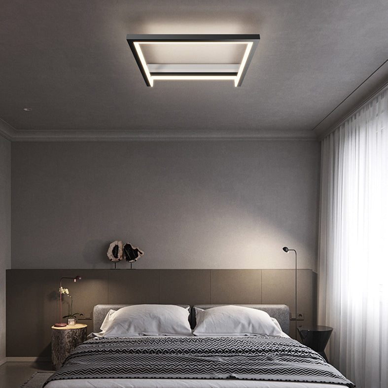 Black Minimalism LED Ceiling Square Light Square Cube Flush Mount Lamp for Bedroom