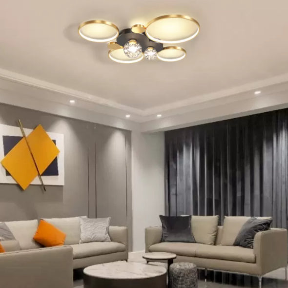 Minimalismo, círculos geométricos nórdicos, luz LED de techo, bola de cristal transparente, cadena de luces LED, accesorio de iluminación para sala de estar