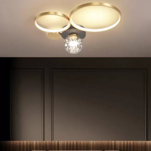 Minimalismo, círculos geométricos nórdicos, luz LED de techo, bola de cristal transparente, cadena de luces LED, accesorio de iluminación para sala de estar