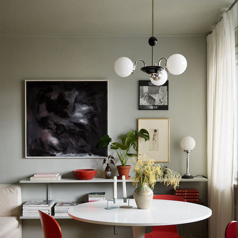 Modern Simplicity Round Ceiling Chandelier Milk Glass Hanging Light for Living Room