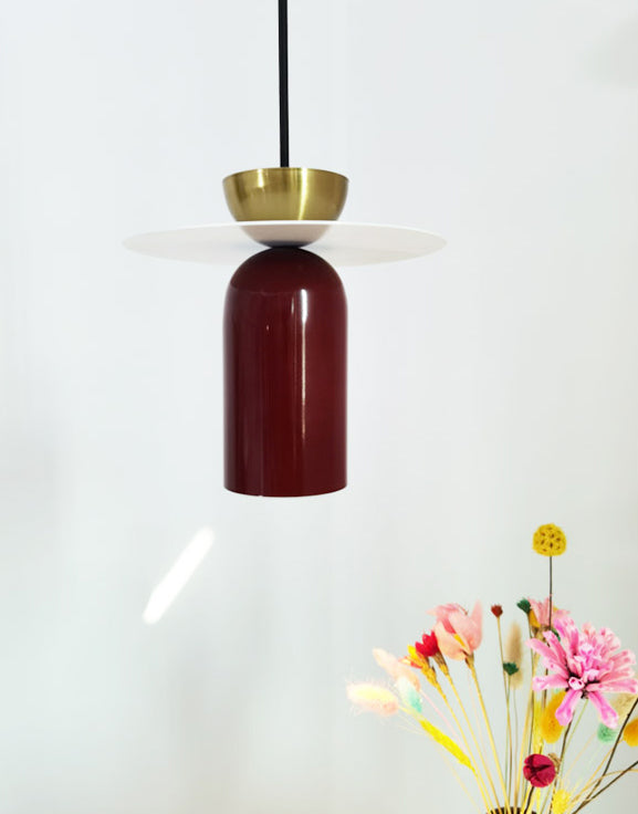 Zylindrische kleine Anhängerlampe postmoderne Metall 1 Kopf Esszimmer Deckenleuchte