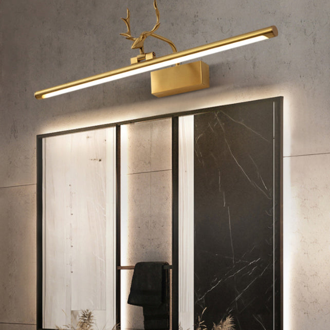 Kopergouden LED -wandwandeling in moderne creatieve stijl acryl lineair wandlicht met gewei decoratie