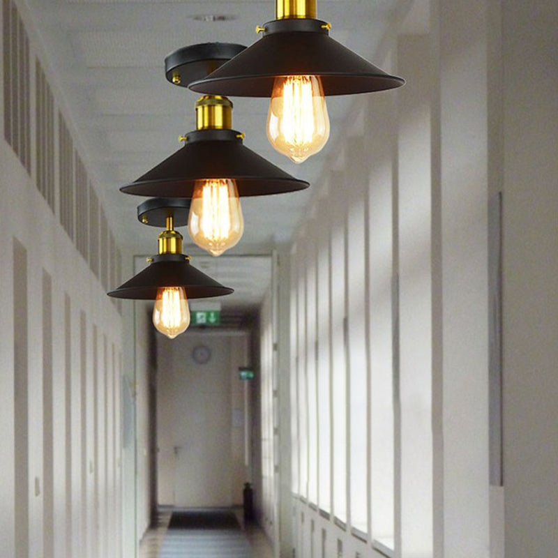 Retro Industrial Style Wrought Iron Ceiling Fixture American Country Creative Corridor Aisle Porch Balcony Lighting