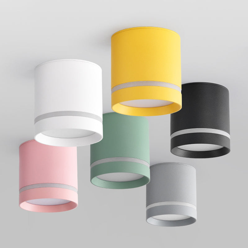 Cylinder Hallway Downlight Acrylic Macaron LED Flush Mount Lighting Fixture