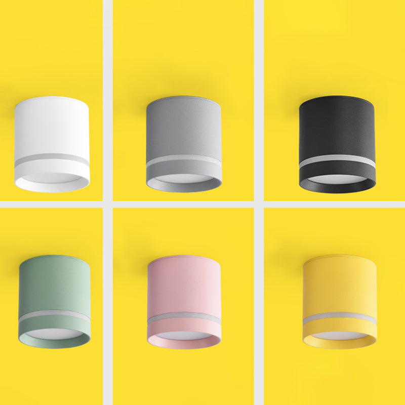Cylinder Hallway Downlight Acrylic Macaron LED Flush Mount Lighting Fixture